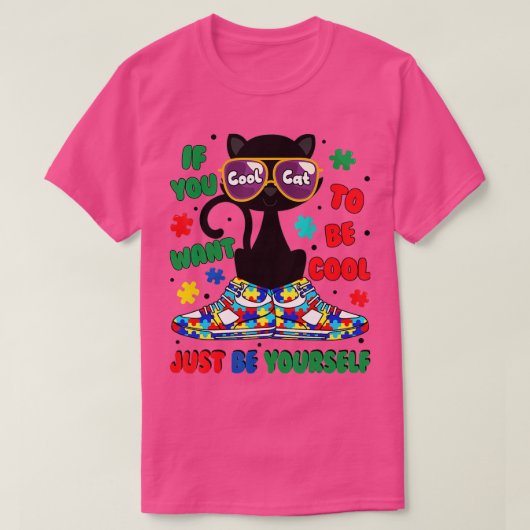 猫のもし自閉症のカッコいい戦士 Tシャツ (デザイン正面)