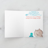 猫のもつれおもしろいた糸の編み物・クロシェット・クリスマス シーズンカード (内部)