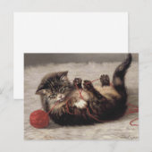 猫のゆりかご、糸玉で遊ぶ猫 ポストカード (正面/裏面)