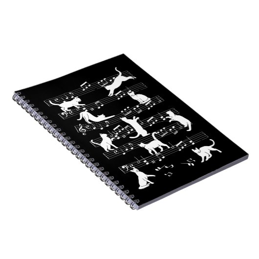 猫のよくはしゃぐミュージシャン猫のおもしろい飼い主ユーモア ノートブック (右側)