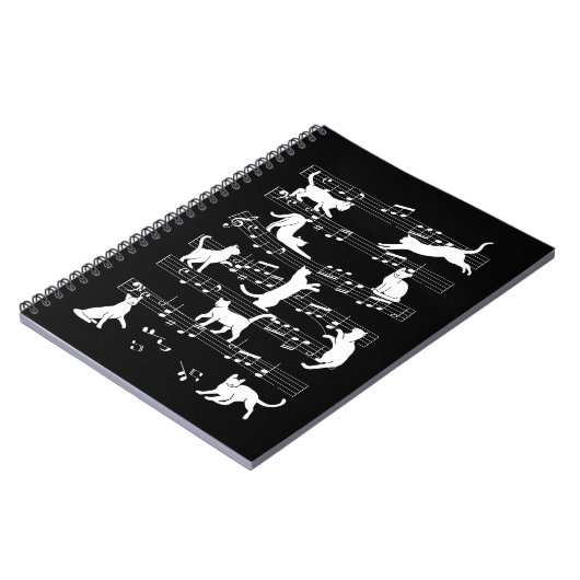 猫のよくはしゃぐミュージシャン猫のおもしろい飼い主ユーモア ノートブック (左側)