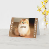 猫のよ祝うな大きい目の猫が言う カード (黄色い花)