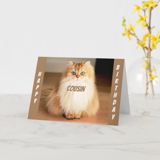 猫のよ祝うな大きい目の猫が言う カード (黄色い花)