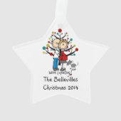 猫のアクリルのオーナメントが付いているカスタムな予期しているカップル オーナメント (裏面)