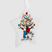 猫のアクリルのオーナメントが付いているカスタムな予期しているカップル オーナメント (正面)