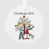 猫のアクリルのオーナメントが付いている棒の姿のカップル オーナメント (裏面)