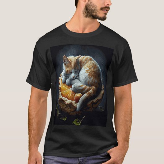 猫のアップルパイ寝顔 Tシャツ (正面)