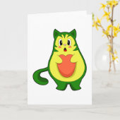 猫のアボカド カード (黄色い花)
