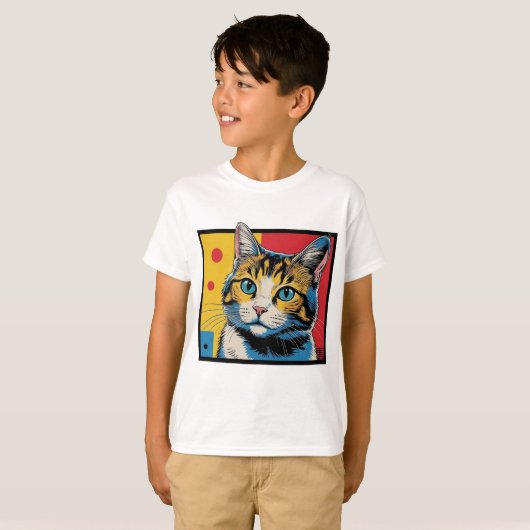 猫のアートデザイン #1 Tシャツ (正面フル)