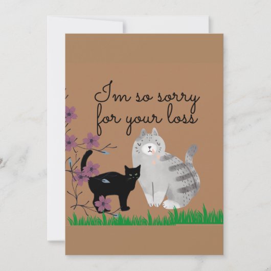 猫のイメージ，ペットの喪失，お悔やみ ノートカード (正面)