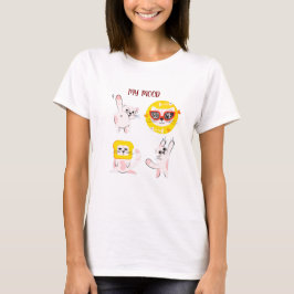 猫のイラストで日常の気分を表現したグラフィックTシャツ Tシャツ
