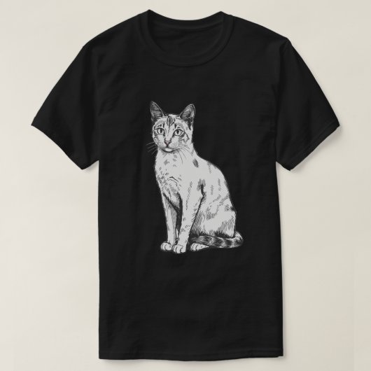猫のイラストアート Tシャツ (デザイン正面)
