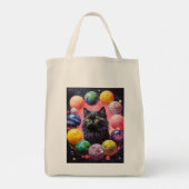 猫のイラスト入りエコバッグ トートバッグ (裏面)