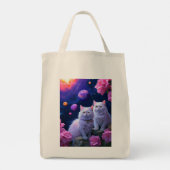 猫のイラスト入りエコバッグ トートバッグ (裏面)