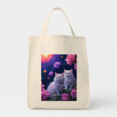 猫のイラスト入りエコバッグ トートバッグ (正面)