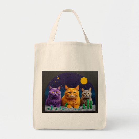 猫のイラスト入りエコバッグ トートバッグ (正面)