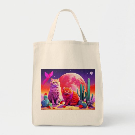 猫のイラスト入りバッグ トートバッグ (正面)