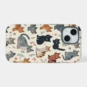 猫のイラスト入り携帯ケース iPhone 15ケース (裏面横)