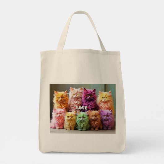 猫のイラスト入り買い物袋 トートバッグ (裏面)
