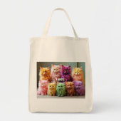 猫のイラスト入り買い物袋 トートバッグ (正面)