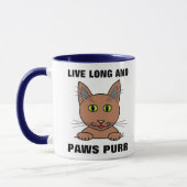 猫のイラスト入り 名前入り 誕生日グッズ 青 マグカップ (左)