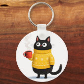 猫のイラスト キーホルダー (正面)