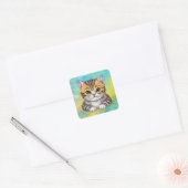 猫のイラスト スクエアシール (封筒)