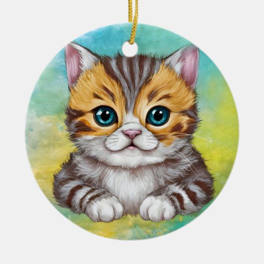 猫のイラスト セラミックオーナメント (正面)