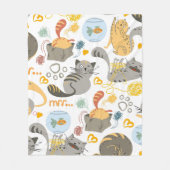 猫のイラスト フリースブランケット (正面)