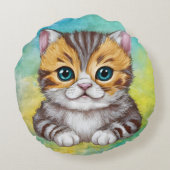 猫のイラスト ラウンドクッション (裏面)