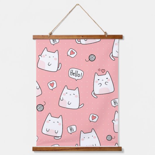 猫のイラスト 吊り下げ型タペストリー (正面)
