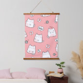 猫のイラスト 吊り下げ型タペストリー (寝室)