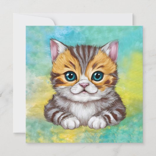 猫のイラスト 招待状 (正面)