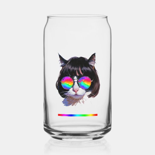 猫のウィッグ+サングラス (絵画 #1 + RGB) ガラス缶 (裏面)