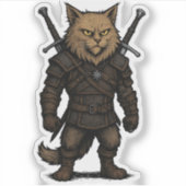 猫のウィッチャー - 中世ファンタジー戦士 シール (正面)