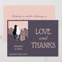 猫のウェディングフラットサンクスカード