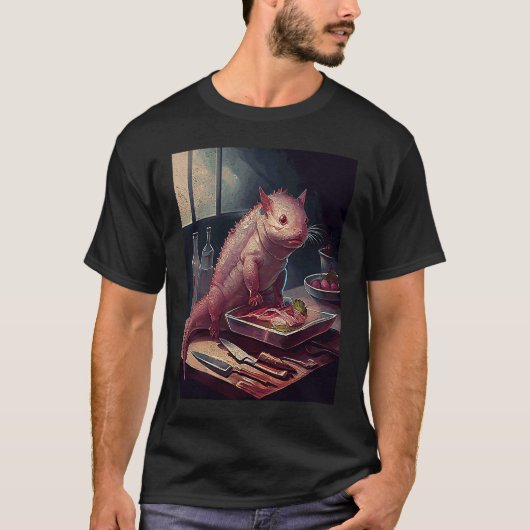 猫のウーパールーパー ステーキ Tシャツ (正面)
