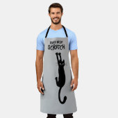 猫のエプロンおもしろいにぶら下がった付いたスクラッチ製 エプロン (着用した状態)