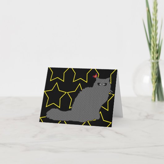 猫のエルビス/ライブラブ笑い カード (正面)