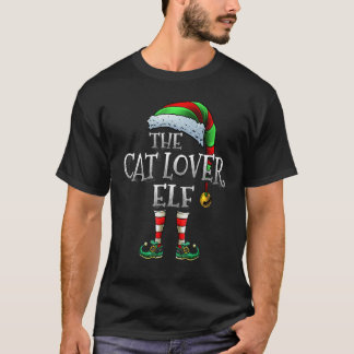 猫のエルフのマッチングファミリーグループ クリスマスパーティーのパジャマ Tシャツ
