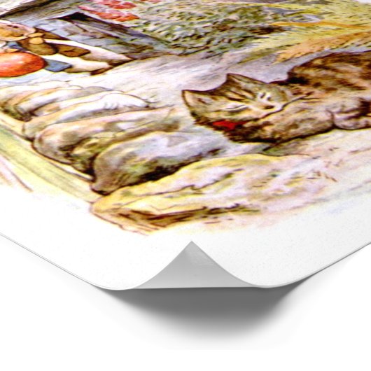 猫のオブジェを見るブンニーズ ポスター (角)