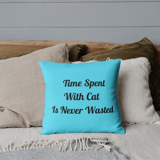 猫のカスタマイズされたPet Quote Blueで過ごす時間 クッション
