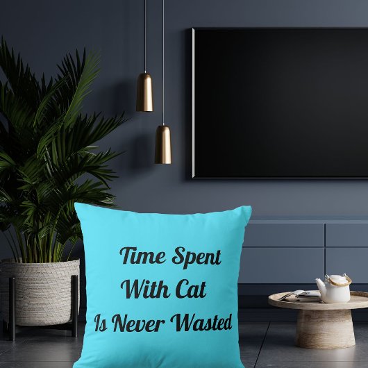 猫のカスタマイズされたPet Quote Blueで過ごす時間 クッション