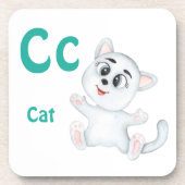 猫のカスタマイズABC: 文字C - 名前を追加 コースター (正面)