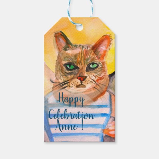 猫のカスタムパーソナライズ商品 ギフトタグ (正面)