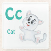 猫のカスタムABC: 文字C - 名前を入れる ガラスコースター (正面)