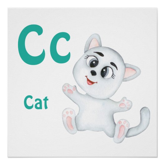猫のカスタムABC: Cの文字 - 名前を追加 ポスター (正面)