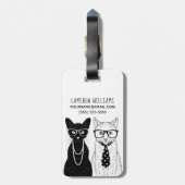 猫のカップル|はあなたの名前を加えます ラゲッジタグ (裏面縦)