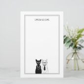 猫のカップル|はあなたの名前を加えます 便箋 (スタンド正面)