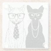 猫のカップル ガラスコースター (裏面)